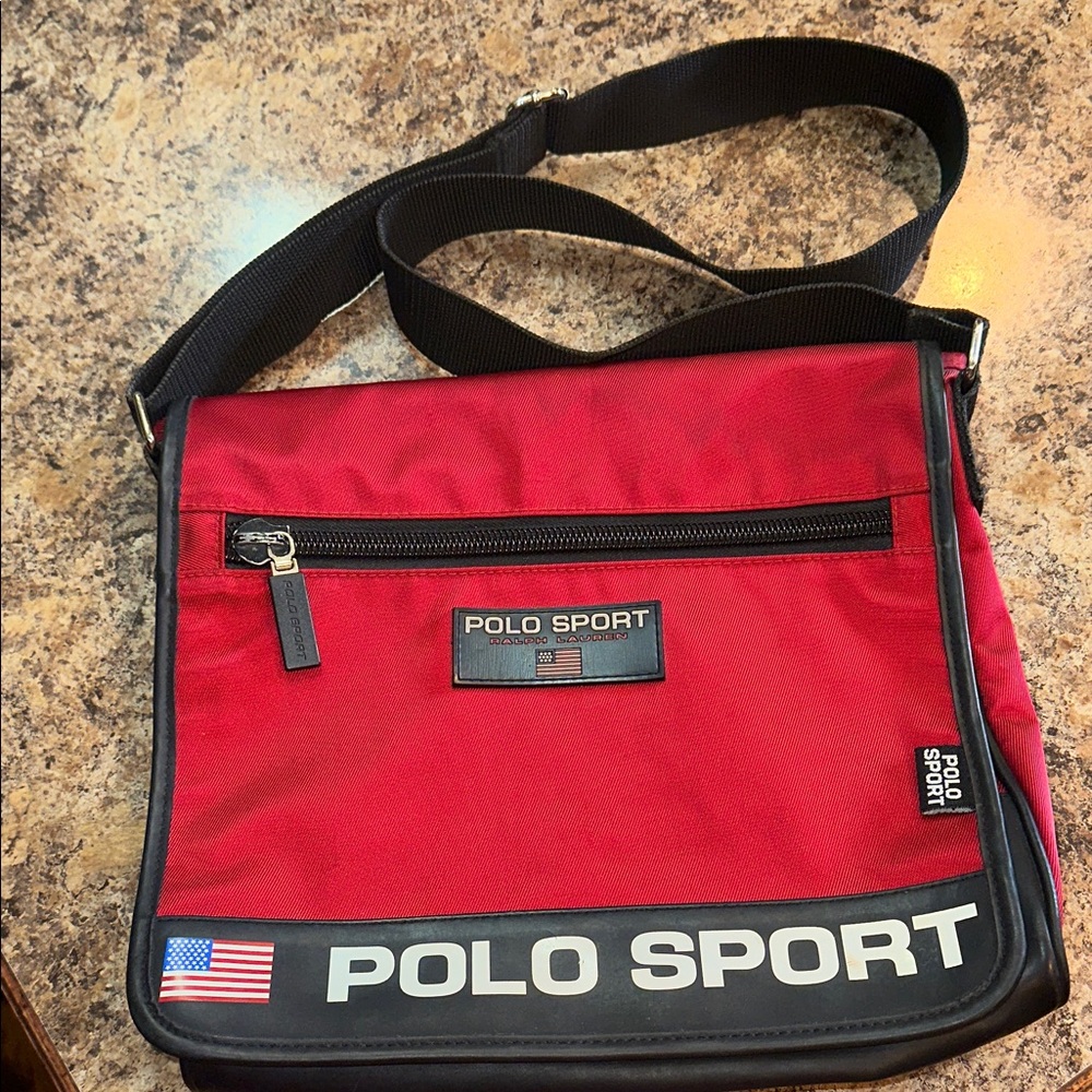 Polo by Ralph Lauren Red and Black Messenger Bag